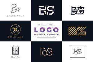 Set of collection Initial Letters BS Logo Design. vector