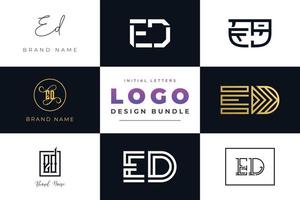Set of collection Initial Letters ED Logo Design. vector