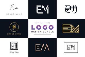 Set of collection Initial Letters EM Logo Design. vector