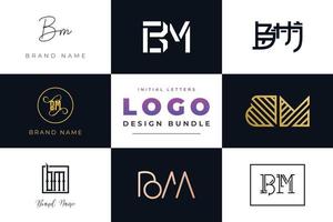 Set of collection Initial Letters BM Logo Design. vector