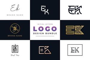 Set of collection Initial Letters EK Logo Design. vector
