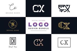 Set of collection Initial Letters CX Logo Design. vector