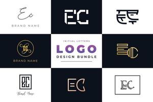 Set of collection Initial Letters EC Logo Design. vector