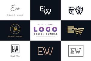 Set of collection Initial Letters EW Logo Design. vector