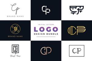 conjunto de letras iniciales de colección diseño de logotipo cp. vector
