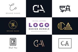 Set of collection Initial Letters CA Logo Design. vector