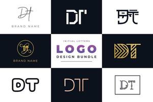 Set of collection Initial Letters DT Logo Design. vector