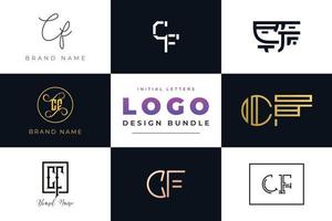 Set of collection Initial Letters CF Logo Design. vector
