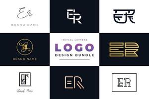 Set of collection Initial Letters ER Logo Design. vector