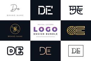 Set of collection Initial Letters DE Logo Design. vector