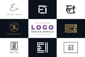 Set of collection Initial Letters EI Logo Design. vector