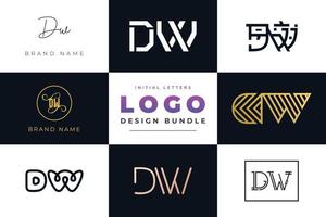 Set of collection Initial Letters DW Logo Design. vector