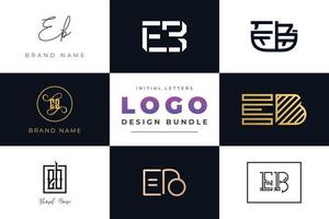 Set of collection Initial Letters EB Logo Design. vector