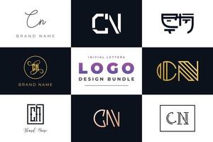 Set of collection Initial Letters CN Logo Design. vector