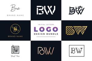 Set of collection Initial Letters BW Logo Design. vector