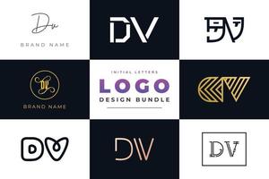 Set of collection Initial Letters DV Logo Design. vector