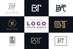 Set of collection Initial Letters BT Logo Design. vector