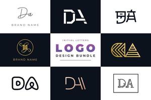 Set of collection Initial Letters DA Logo Design. vector