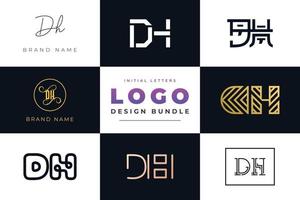 Set of collection Initial Letters DH Logo Design. vector