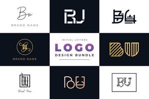 Set of collection Initial Letters BU Logo Design. vector