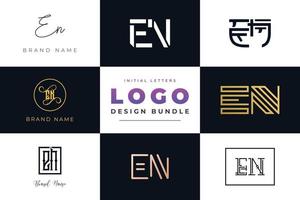 Set of collection Initial Letters EN Logo Design. vector