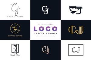 Set of collection Initial Letters CJ Logo Design. vector