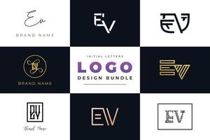 Set of collection Initial Letters EV Logo Design. vector