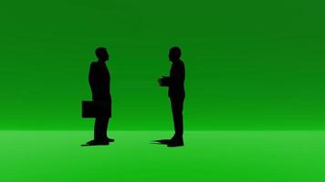 silhouet twee mensen zaken praten op groen talking video