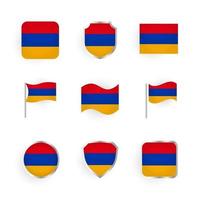 conjunto de iconos de bandera de armenia vector
