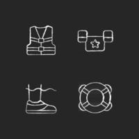 Pool equipment chalk white icons set on dark background vector