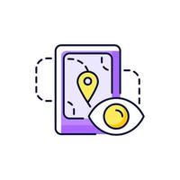 Location tracking purple RGB color icon vector