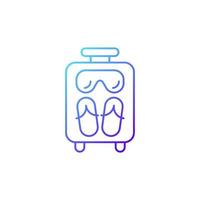 Open suitcase for summer vacation gradient linear vector icon