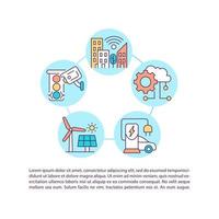 Iconos de línea de concepto de ciudades inteligentes con texto vector