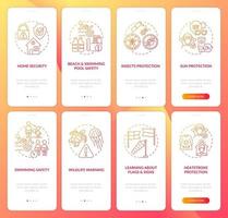 Planning summer tour onboarding mobile app page screens set vector