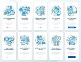 Create content viral onboarding mobile app page screens set vector