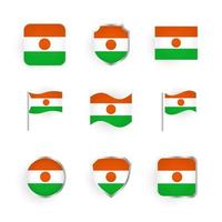 conjunto de iconos de bandera de niger vector