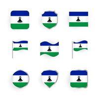 conjunto de iconos de bandera de lesotho vector