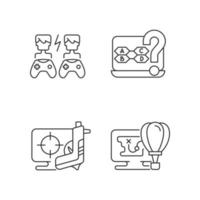 Cooperative games linear icons set vector