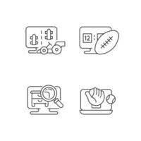 Sport simulators types linear icons set vector