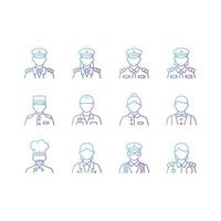 Cruise and hotel staff gradient linear vector icons set