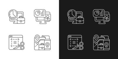 Remote work monitoring linear icons set for dark and light mode vector