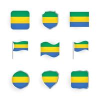 Gabon Flag Icons Set vector