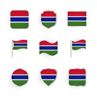 conjunto de iconos de bandera de gambia vector