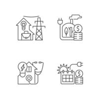 Electrical energy purchase linear icons set vector