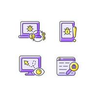 Internet censorship purple RGB color icons set vector