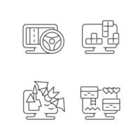 Life simulator games types linear icons set vector