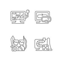 Assertive games linear icons set vector