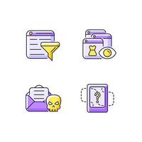 Network surveillance purple RGB color icons set vector