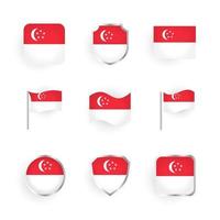 Singapore Flag Icons Set vector