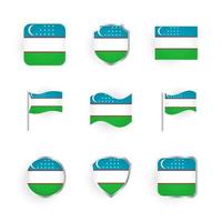 conjunto de iconos de bandera de uzbekistán vector